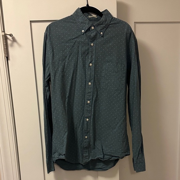 J. Crew Blue Polka Dot Button-Down Shirt - Size M - Picture 2 of 6